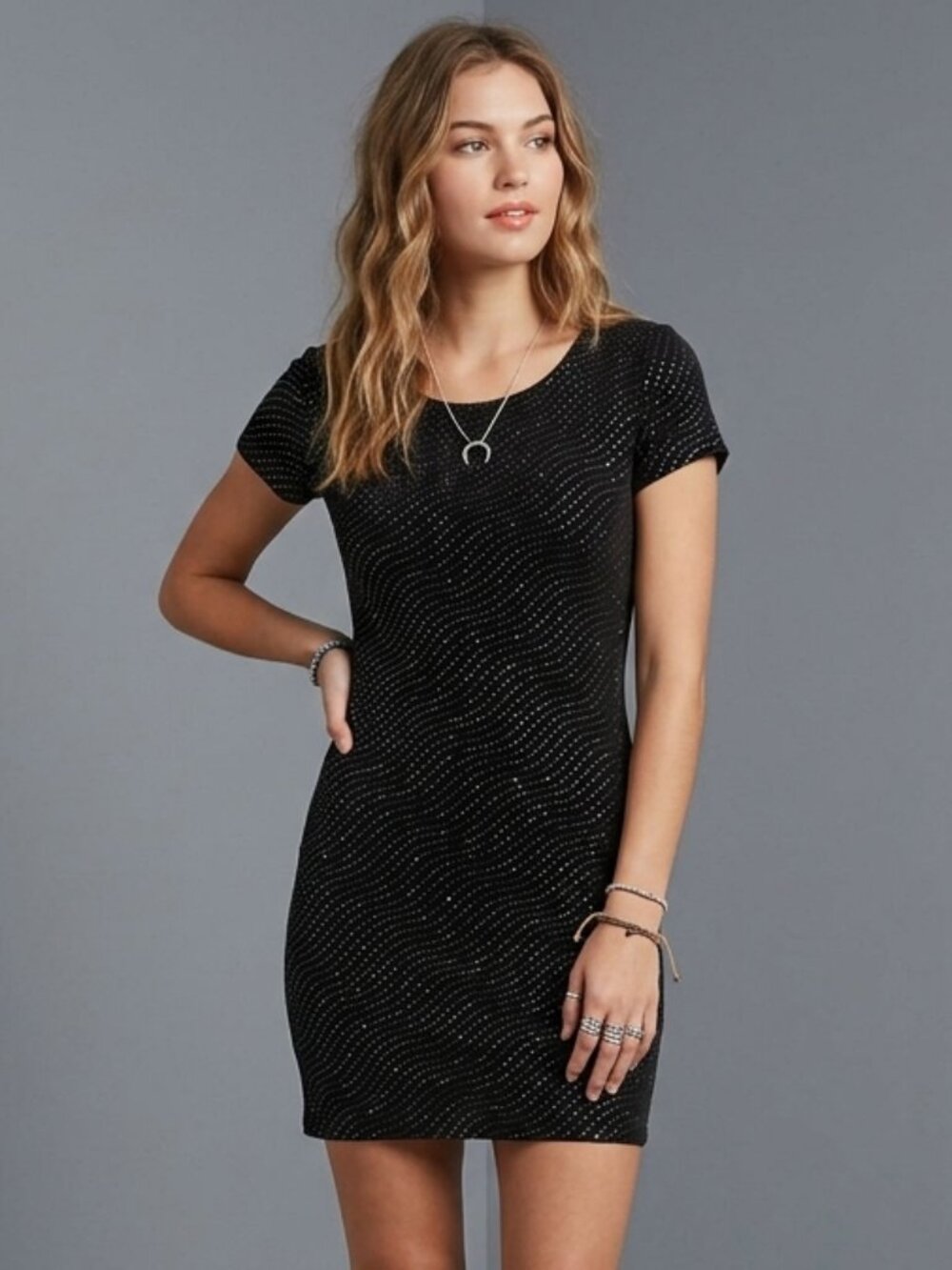 S Vintage 1990s ULTIMATE Blues Black Rainbow Glitter Mini Party Dress 80s 90s